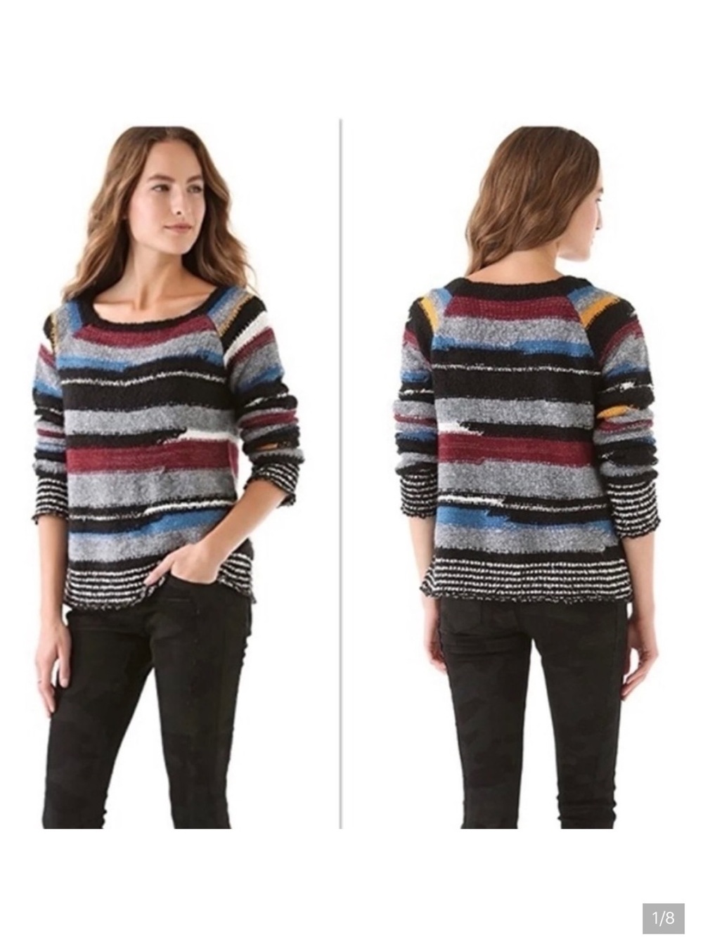 Free people montmartre knit wool blend multicolor sweater